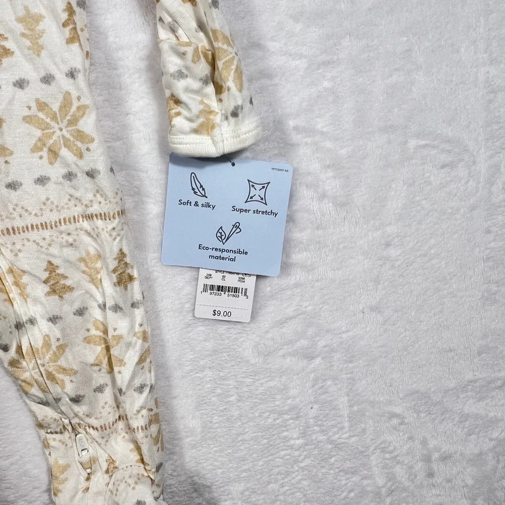 Carters Just One You Baby 3M Fair Isle Snowflake Footed Sleeper 2-Way Zip NEW